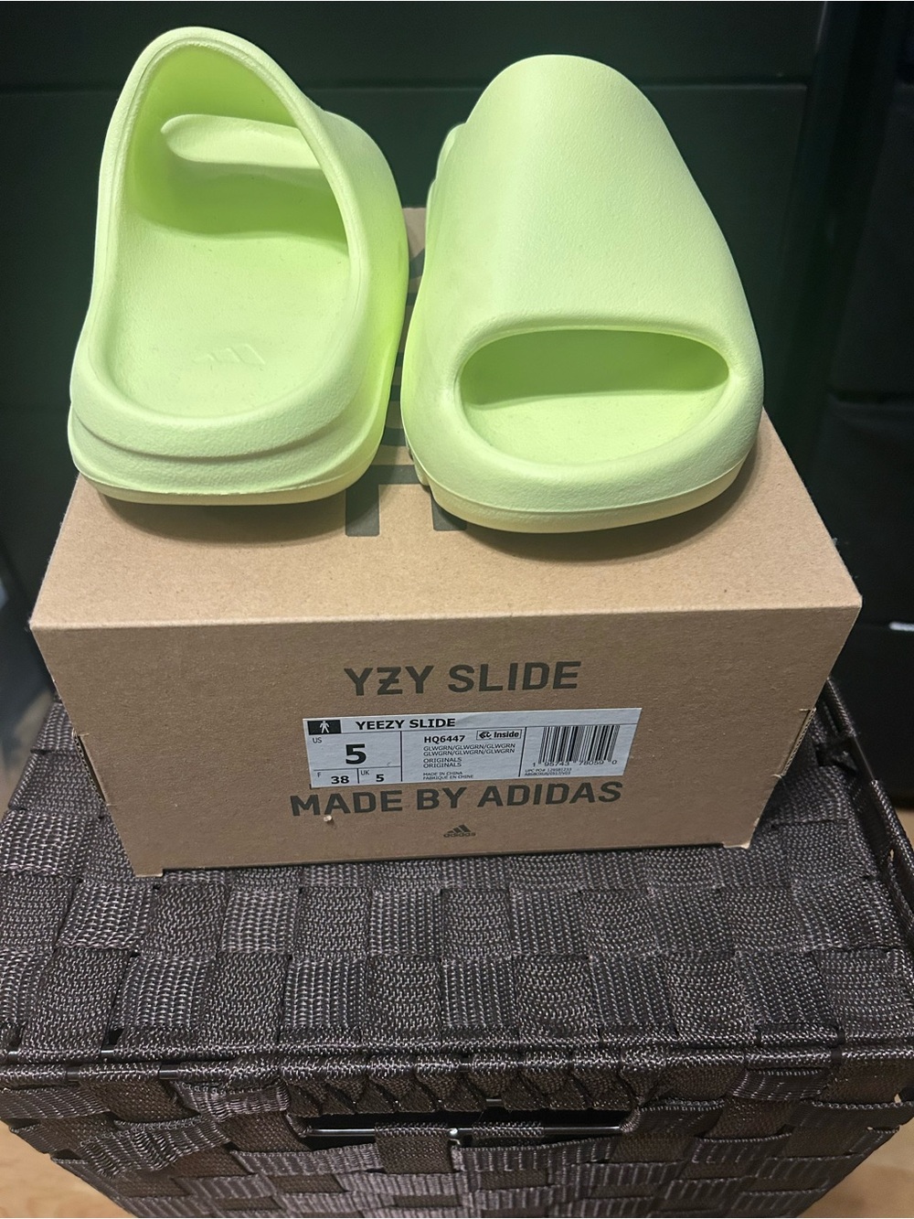 adidas Kids YZY Slide - Neon Lime